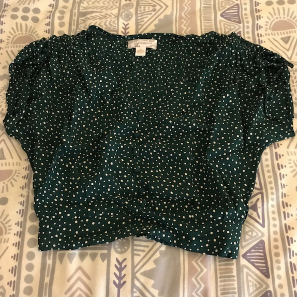 Band of Gypsies Flouncy Polka Dot Crop Top (XS)